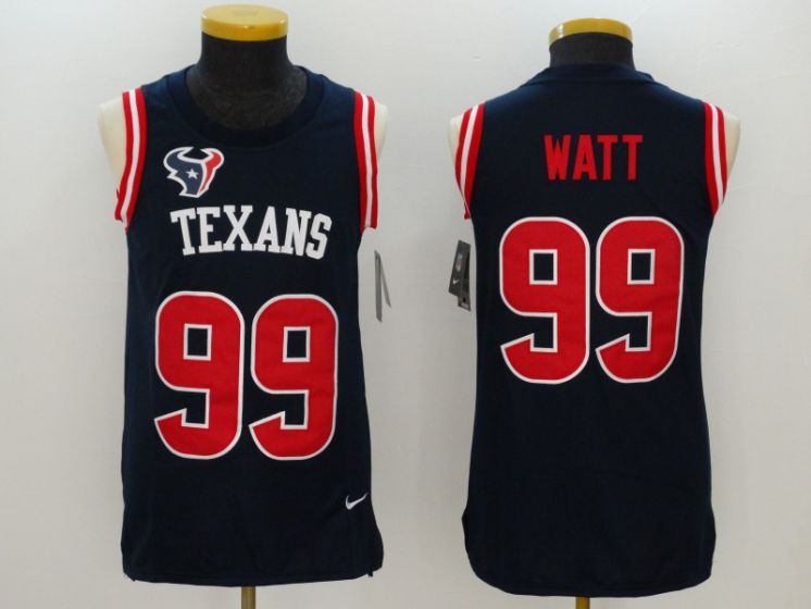 Men Houston Texans 99 J.J. Watt Blue Rush Player Name Number Tank Top stitched NFL Jerseys